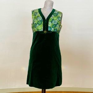 Happy St Patrick's Day! Vintage 1960's Vera Mont Paris Velvet Green Party Dress